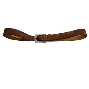 Prada Vintage Brown Suede Belt with Western Buckle Size 36